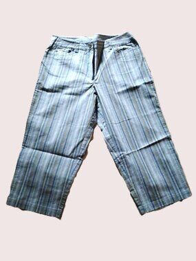 Preswick & Moore ~ capri pants ~ size 12 ~ blue / green stripe